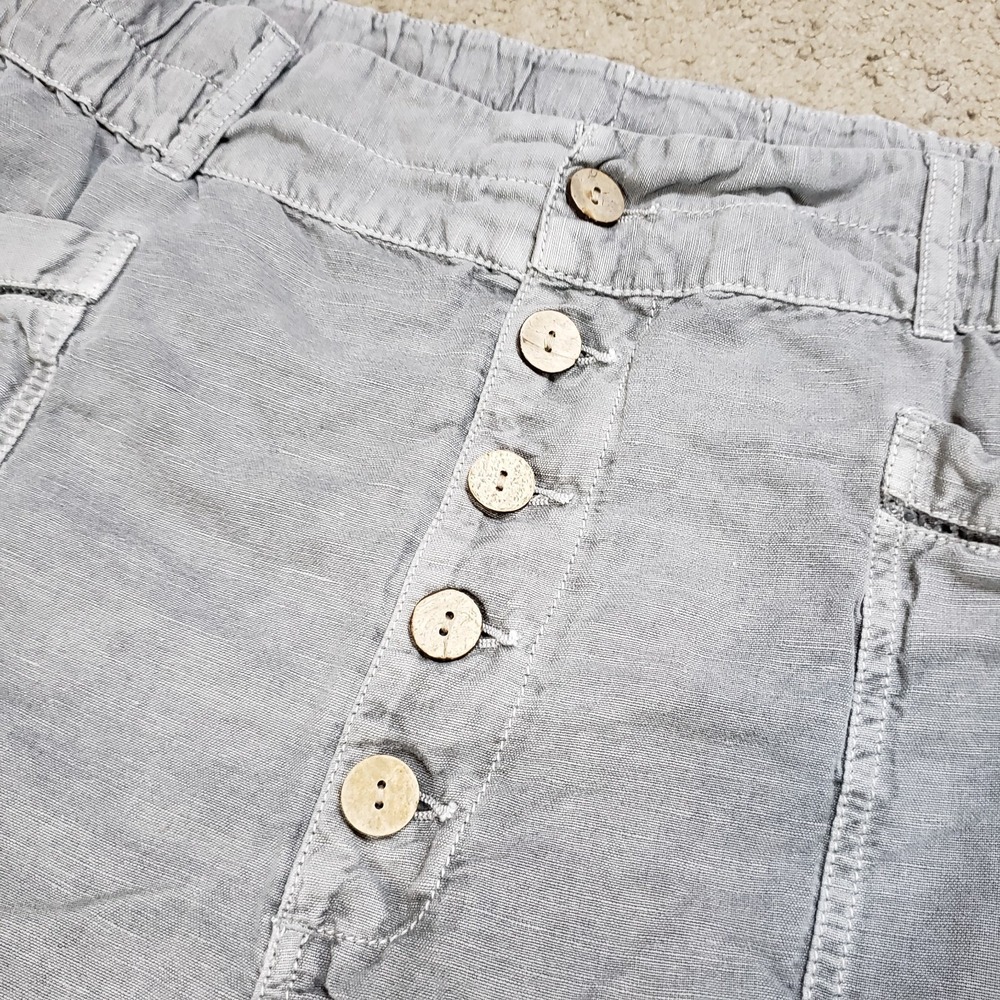 Sundance Linen Blend Pants 16 Gray Button Fly Crop Square Pockets Boho Festival - Picture 4 of 9